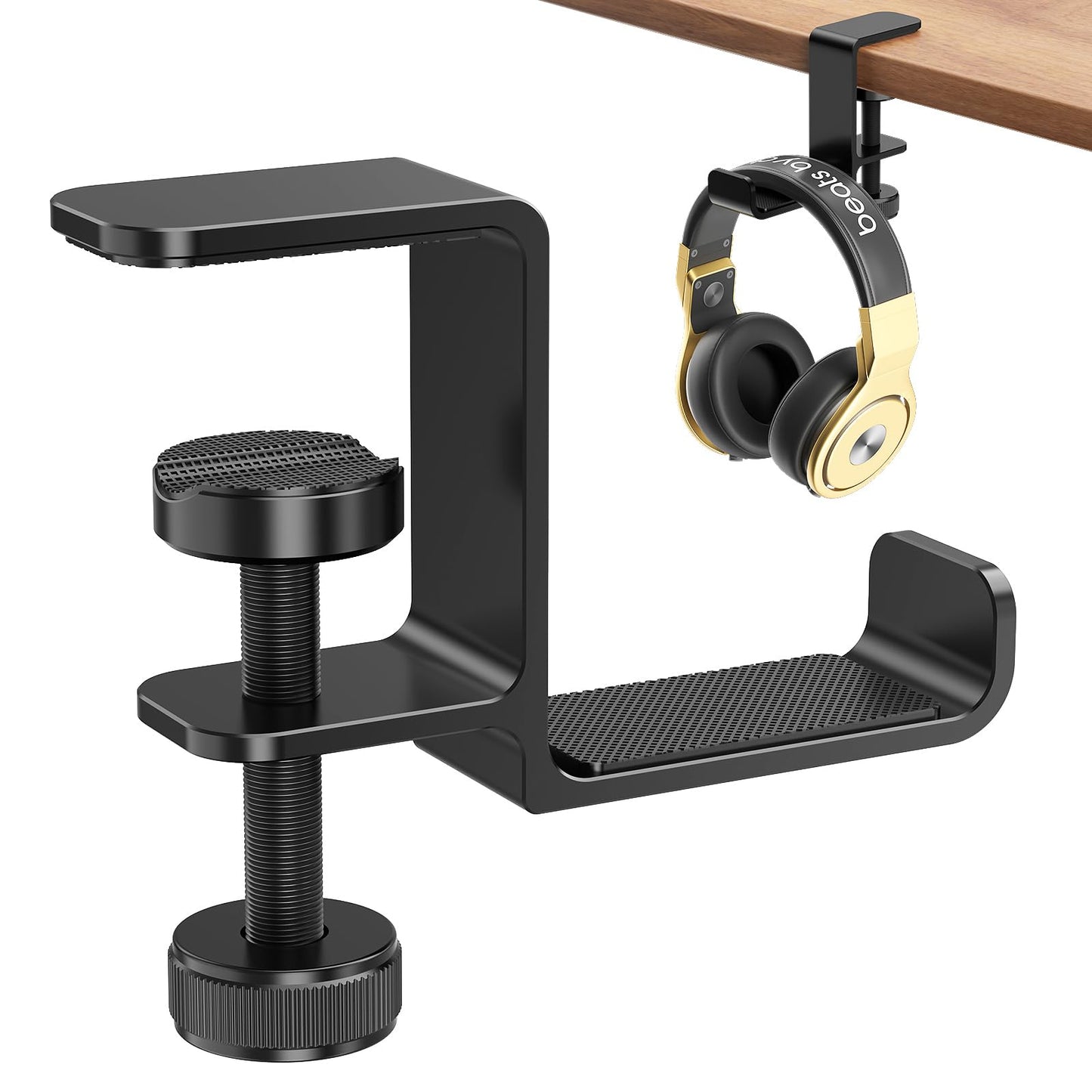 Soporte Colgador de Auriculares Yocice - Envio Gratis Bajo Escritorio, Gancho para Auriculares, Soporte Ahorrador de Espacio de Aluminio con Ajuste Universal para Accesorios de PC para Juegos (Negro-1PCS)