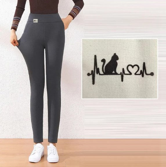 Pantalones Cálidos Ajustados de Cintura Alta