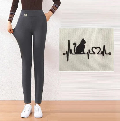 Pantalones Cálidos Ajustados de Cintura Alta