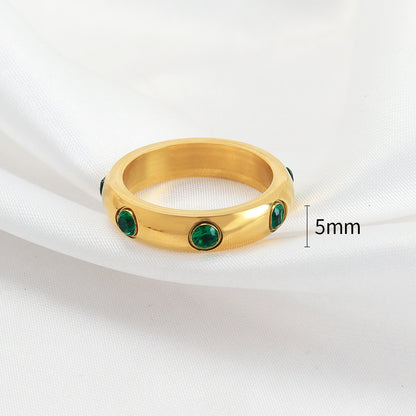 Anillo que no se decolora de acero inoxidable con diamantes de imitación de moda