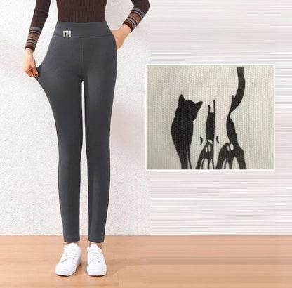 Pantalones Cálidos Ajustados de Cintura Alta