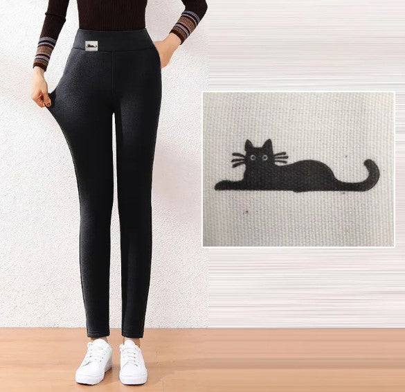 Pantalones Cálidos Ajustados de Cintura Alta