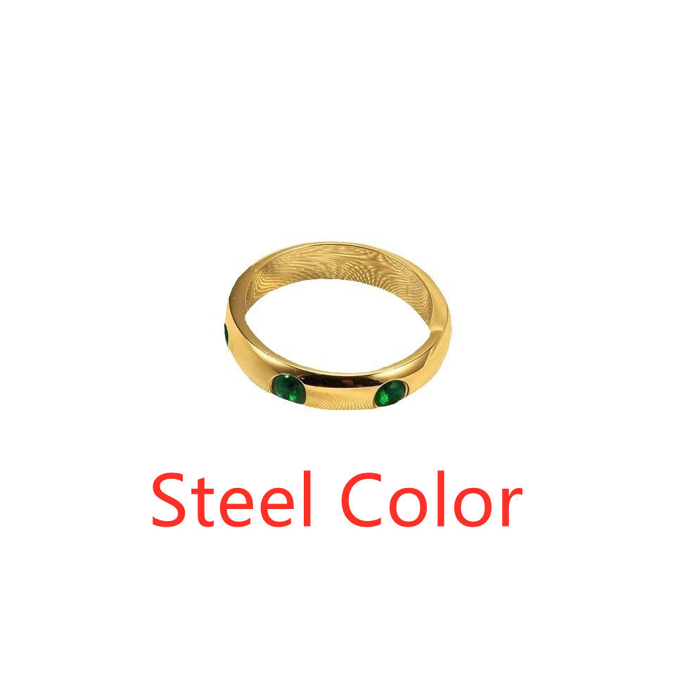 Anillo que no se decolora de acero inoxidable con diamantes de imitación de moda