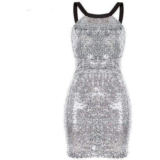 Vestido Sexy Sin Espalda con Cuello Halter para Fiestas