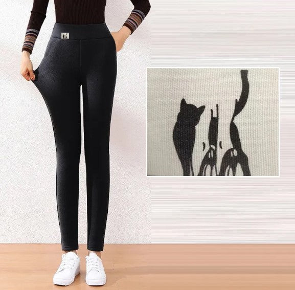 Pantalones Cálidos Ajustados de Cintura Alta