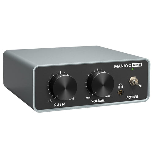 MANAYO Preamp de Fono Profesional Mini Preamp para Tocadiscos/Jugador de Discos de Vinilo. Preamplificador de fonógrafo estéreo diseñado con entrada/salida RCA, jack para auriculares, volumen ajustable y ganancia