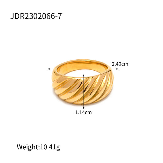 Anillo acanalado de superficie ancha de acero inoxidable que no se decolora