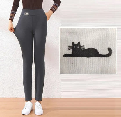 Pantalones Cálidos Ajustados de Cintura Alta