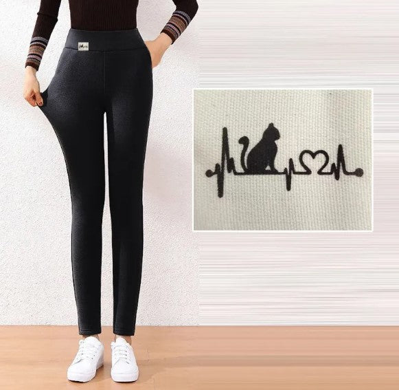 Pantalones Cálidos Ajustados de Cintura Alta