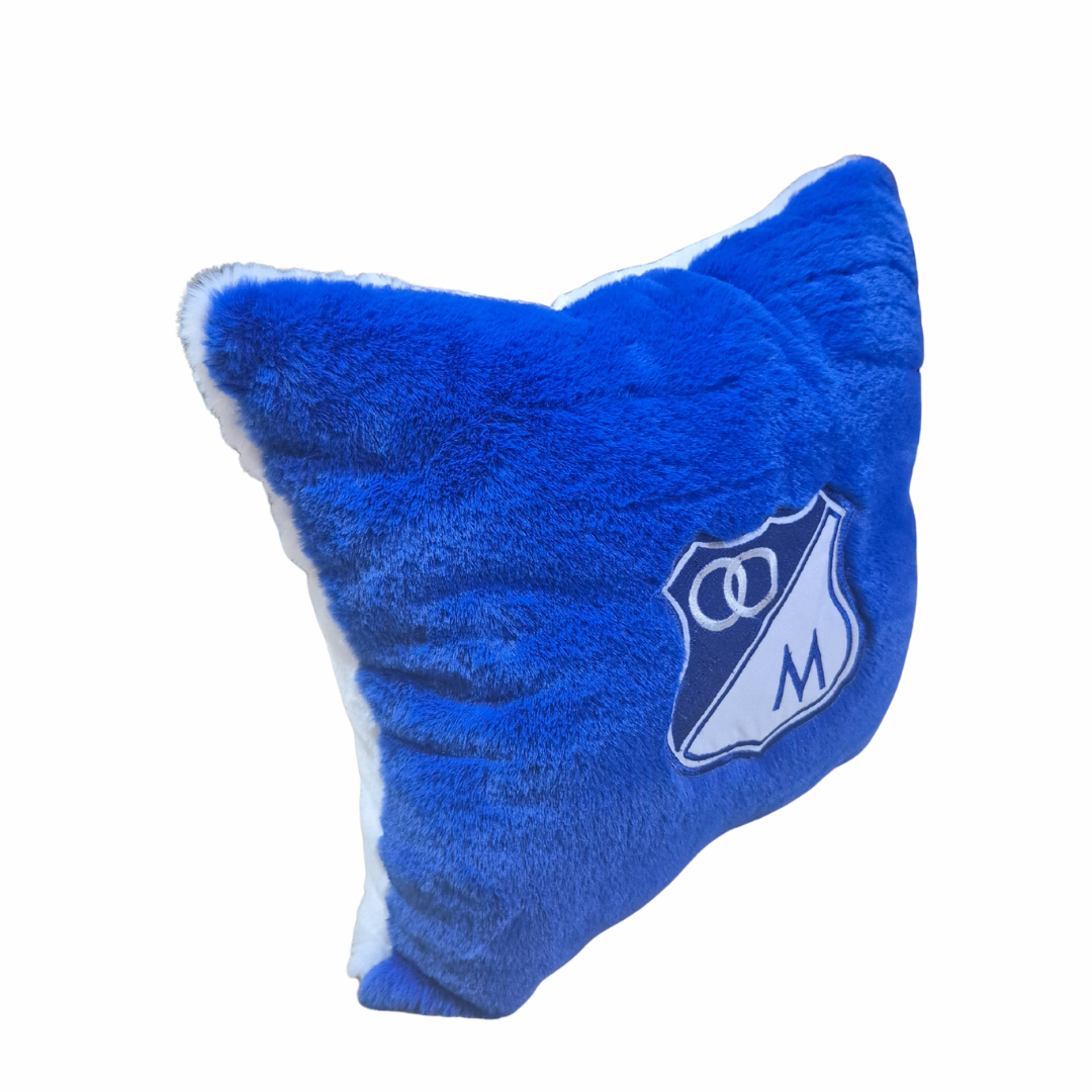Cojín de peluche del equipo Millonarios, dimensiones 40cm x 40cm, con envío gratuito.⚽🎁📦