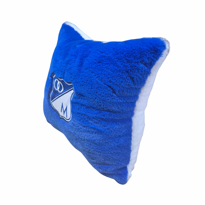 Cojín de peluche del equipo Millonarios, dimensiones 40cm x 40cm, con envío gratuito.⚽🎁📦
