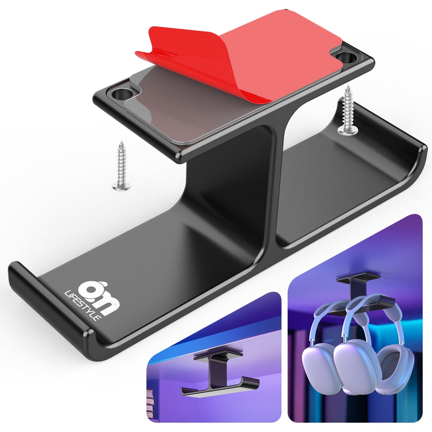 Soporte Colgador de Auriculares para Debajo del Escritorio Diseñado Gratis [Patentado] Gancho de Aluminio Compatible Universalmente con Auriculares de Juegos PC DJ - BK701