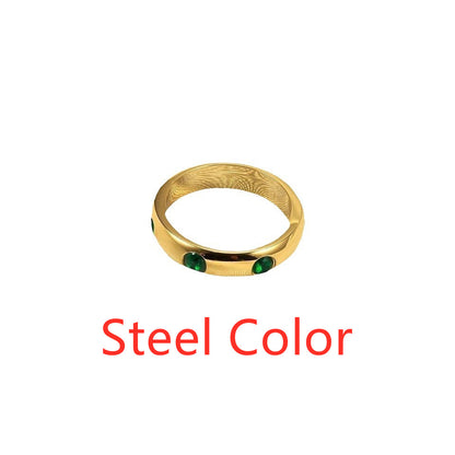 Anillo que no se decolora de acero inoxidable con diamantes de imitación de moda