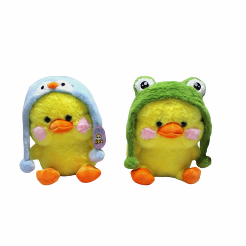 🦆 Peluche Pato con Gorro de Pingüino o Rana – 38 cm