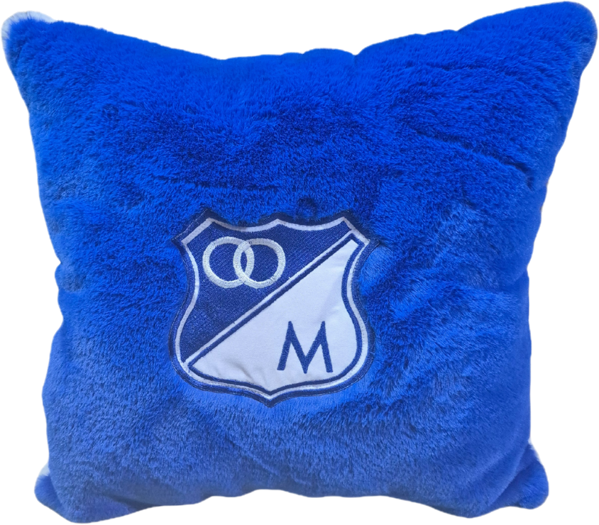 Cojín de peluche del equipo Millonarios, dimensiones 40cm x 40cm, con envío gratuito.⚽🎁📦