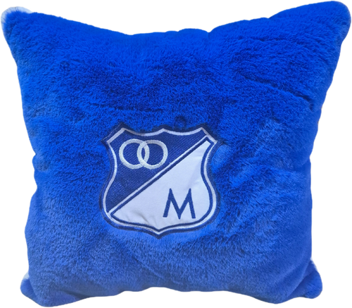 Cojín de peluche del equipo Millonarios, dimensiones 40cm x 40cm, con envío gratuito.⚽🎁📦