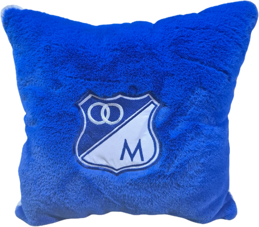 Cojín de peluche del equipo Millonarios, dimensiones 40cm x 40cm, con envío gratuito.⚽🎁📦